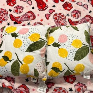 Two 16” by 16” Lemon Pillows